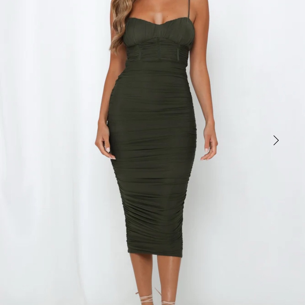 Hello Molly Olive Green Midi Dress